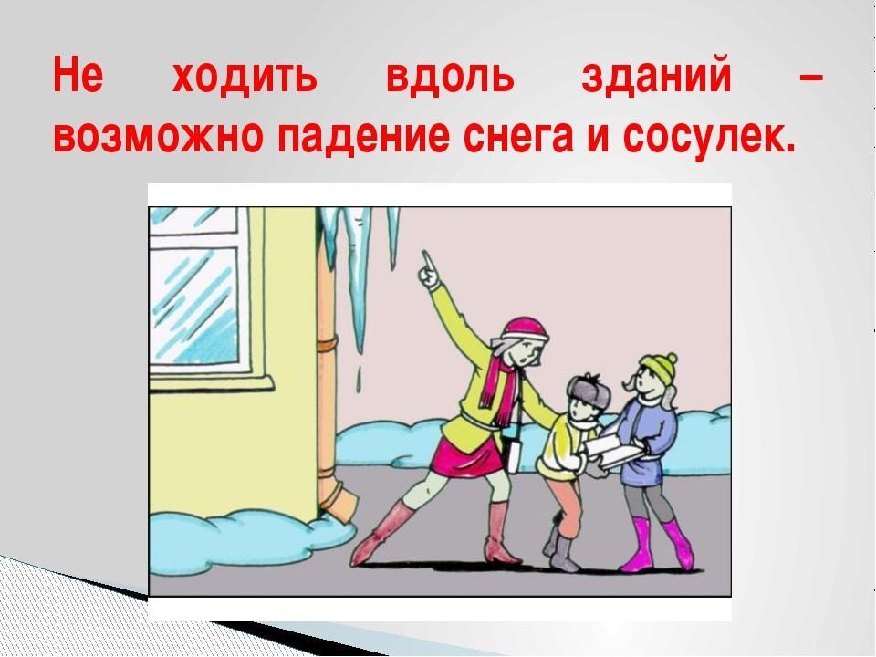 "Не ходите вдоль здания - возможно падение  сосулек  и снега с крыш!"