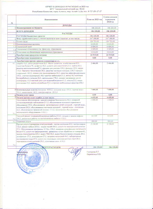 Отчет о доходах и расходах за 2023 год